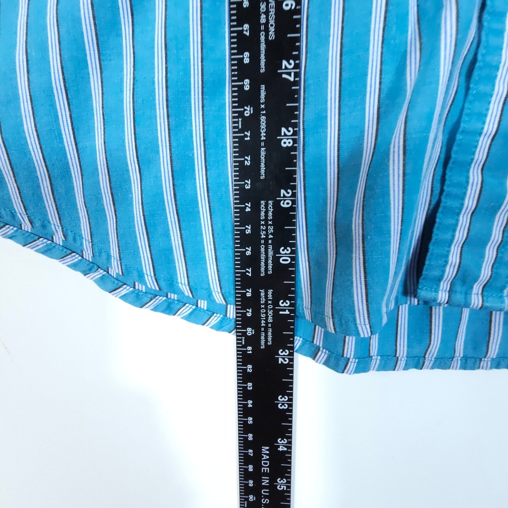 Chaps Shirt Mens Large Blue Y2K Striped Long Sleeve Button Down Easy Care L - Picture 6 of 7